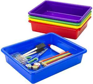 Letter Size Flat Storage Tray Organizer Bin for Classroom, Office and Home, Assorted Colors, 5-Pack (62514E05C) Letter Size Flat Storage Tray Organizer Bin for Classroom, Office and Home, Assorted Colors, 5-Pack (62514E05C)