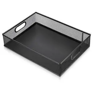 Desk Drawer Organizer, A4 Large Black Mesh Drawer Organizer Portable Desk Paper Letter Mail Basket Tray Versatile Metal Wire Storage Tray with Handle for Home Office Organizing Supplies, 13 X 9 Inches Desk Drawer Organizer, A4 Large Black Mesh Drawer Organizer Portable Desk Paper Letter Mail Basket Tray Versatile Metal Wire Storage Tray with Handle for Home Office Organizing Supplies, 13 X 9 Inches