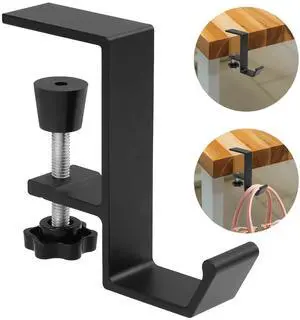 Purse Hook for Table, Purse Hanger for Desk, Clamp-On Under Desk Backpack Hanger, Women's Bag Hook for Handbag and Purse Holder(Black Single Hook) Purse Hook for Table, Purse Hanger for Desk, Clamp-On Under Desk Backpack Hanger, Women's Bag Hook for Handbag and Purse Holder(Black Single Hook)