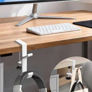 Desk Mount Bag Holder Hook Clamp,On Backpack Hanger Portable Desk Mount Headphones Holder for Reduce Desk Clutter Table Desk Table Hanging Storage (1 Pcs-Double Hook White) Desk Mount Bag Holder Hook Clamp,On Backpack Hanger Portable Desk Mount Headphones Holder for Reduce Desk Clutter Table Desk Table Hanging Storage (1 Pcs-Double Hook White)