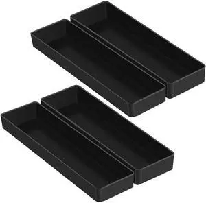 4 Pcs Black Plastic Desk Organizer Tray Shallow Drawer Pencil Tray Tabletop Organizer for Office, Home, or Study 9.45x2.95x1.38 Inch 4 Pcs Black Plastic Desk Organizer Tray Shallow Drawer Pencil Tray Tabletop Organizer for Office, Home, or Study 9.45x2.95x1.38 Inch