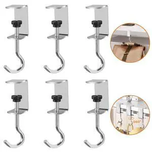 6 Pcs Adjustable Table Hooks for Hanging Bags, Heavy Duty Metal Backpack Hooks for Desk 6 Pcs Adjustable Table Hooks for Hanging Bags, Heavy Duty Metal Backpack Hooks for Desk