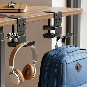 Heavy Duty Desk Hook Clamp(1 PCS), 360° Rotating Backpack Hanger with Height Adjustment, No Drill Headphone Holder, Purse Hook for Table, Bag Hanger, Gifts for Gamers, Office Desk Gaming Accessories Heavy Duty Desk Hook Clamp(1 PCS), 360° Rotating Backpack Hanger with Height Adjustment, No Drill Headphone Holder, Purse Hook for Table, Bag Hanger, Gifts for Gamers, Office Desk Gaming Accessories