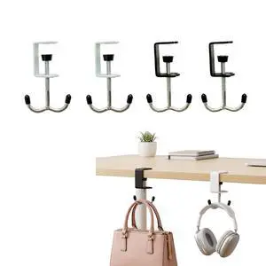 4 Pack Adjustable Under Desk Hooks (2 Black & 2 White), Universal Bag Hanger Fits Most Table Thickness, 100LB Capacity Heavy-Duty Dual Hook for Purse, Backpack, Office Home 4 Pack Adjustable Under Desk Hooks (2 Black & 2 White), Universal Bag Hanger Fits Most Table Thickness, 100LB Capacity Heavy-Duty Dual Hook for Purse, Backpack, Office Home