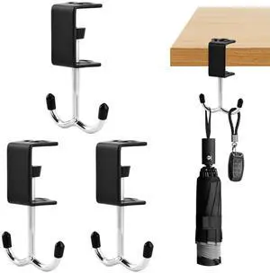 3 Pack Purse Hook for Table&Desk,100lb Capacity High-Strength Alloy Hanger,Multi-Use Desk Hooks with Adjustable Clamp-On Design for Handbag,Backpack,Headphone,Space-Saving Office Table Accessories 3 Pack Purse Hook for Table&Desk,100lb Capacity High-Strength Alloy Hanger,Multi-Use Desk Hooks with Adjustable Clamp-On Design for Handbag,Backpack,Headphone,Space-Saving Office Table Accessories