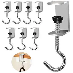 8 Pcs Desk Hook, Adjustable Shelf Hooks Heavy-Duty Table Hook Clamp Metal Desk Hanger Hanging Bag Backpack Headphones, Tool-Free Installation Desktop Mounting Hook (Sliver 8 Pcs) 8 Pcs Desk Hook, Adjustable Shelf Hooks Heavy-Duty Table Hook Clamp Metal Desk Hanger Hanging Bag Backpack Headphones, Tool-Free Installation Desktop Mounting Hook (Sliver 8 Pcs)
