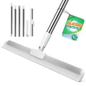 Silicone Squeegee for Floor, 180° Rotating Squeegee Broom, Floor Squeegee with a Long Handle, Squeegee for Water and Pet Hair Removal on Bathroom Floors, Tile, Glass, Indoor Window Cleaning Tool Silicone Squeegee for Floor, 180° Rotating Squeegee Broom, Floor Squeegee with a Long Handle, Squeegee for Water and Pet Hair Removal on Bathroom Floors, Tile, Glass, Indoor Window Cleaning Tool