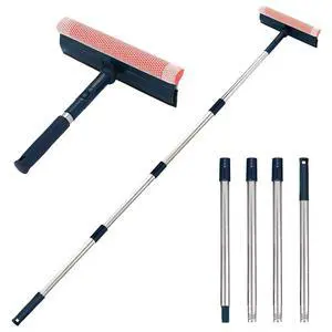 Professional Window Squeegee,2-in-1 Window Cleaner with 56" Long Stainless Steel Handle,Window Washing Kit, Glass Door Cleaner,Multi-Use Car Windshield Cleaning Tool for Gas Station, Glass,Shower Professional Window Squeegee,2-in-1 Window Cleaner with 56" Long Stainless Steel Handle,Window Washing Kit, Glass Door Cleaner,Multi-Use Car Windshield Cleaning Tool for Gas Station, Glass,Shower