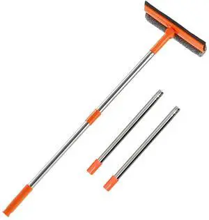 Professional 2 in 1 Window Squeegee with 68" Long Stainless Steel Handle,Microfiber Cloth and Rubber Car Window Squeegee for Gas Station, Glass,Shower Professional 2 in 1 Window Squeegee with 68" Long Stainless Steel Handle,Microfiber Cloth and Rubber Car Window Squeegee for Gas Station, Glass,Shower