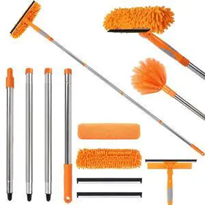 Professional 67" Window Squeegee, 3-in-1 Rotatable Squeegee for Window Cleaning with Extension Poles, Window Cleaner Tool Kit for Indoor & Outdoor High Windows and Car Glass Professional 67" Window Squeegee, 3-in-1 Rotatable Squeegee for Window Cleaning with Extension Poles, Window Cleaner Tool Kit for Indoor & Outdoor High Windows and Car Glass