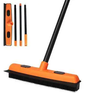 Rubber Broom and Carpet Rake for Pet Hair Removal, 49 Inch Three Section Stainless Steel Pole, Hair Removal Tool, Pet Broom and Rubber Putty, Suitable for Blankets, Hardwood Floors, Ceramic Tiles Rubber Broom and Carpet Rake for Pet Hair Removal, 49 Inch Three Section Stainless Steel Pole, Hair Removal Tool, Pet Broom and Rubber Putty, Suitable for Blankets, Hardwood Floors, Ceramic Tiles
