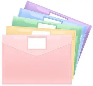 5 Packs Plastic Envelopes Plastic File Folders, Clear Document Organizer Folder US Letter A4 Size Folders for Documents with Label Pocket for School Office Work Home Organization, Fresh Colors 5 Packs Plastic Envelopes Plastic File Folders, Clear Document Organizer Folder US Letter A4 Size Folders for Documents with Label Pocket for School Office Work Home Organization, Fresh Colors