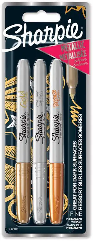 Permanent Markers | Fine Point for Bold Details | Assorted Metallic Colours | 3 Marker Pens Permanent Markers | Fine Point for Bold Details | Assorted Metallic Colours | 3 Marker Pens