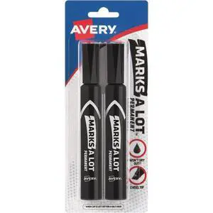 Marks A Lot Permanent Markers, Regular Desk-Style Size, Chisel Tip, 2 Black Markers (07902) Marks A Lot Permanent Markers, Regular Desk-Style Size, Chisel Tip, 2 Black Markers (07902)