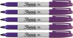 Purple Markers, Fine Point Tip, Permanent Markers, 5-Count Purple Markers, Fine Point Tip, Permanent Markers, 5-Count