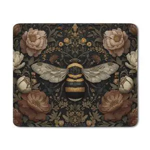 Vintage Floral Bee Mouse Pad, Dark Contemporary Botanical Bumblebee Mouse Pads Mousepad for Desk Home Office Dorm Laptop, Cottagecore Nature Office Supplies Desk Accessories, 9.5x7.9 Inch Vintage Floral Bee Mouse Pad, Dark Contemporary Botanical Bumblebee Mouse Pads Mousepad for Desk Home Office Dorm Laptop, Cottagecore Nature Office Supplies Desk Accessories, 9.5x7.9 Inch