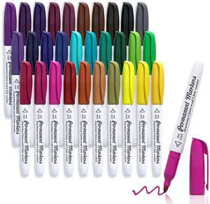 30 Colors Permanent Markers, Fine Point, Assorted Colors, Works on Plastic,Wood,Stone,Metal and Glass for Kids Adult Coloring Doodling Marking 30 Colors Permanent Markers, Fine Point, Assorted Colors, Works on Plastic,Wood,Stone,Metal and Glass for Kids Adult Coloring Doodling Marking