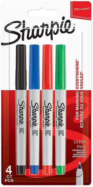 Permanent Markers | Ultra-Fine Point | Assorted Classic Colours | 4 Count Permanent Markers | Ultra-Fine Point | Assorted Classic Colours | 4 Count