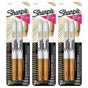 Metallic Permanent Markers, Fine Point, Gold, 6 Markers Metallic Permanent Markers, Fine Point, Gold, 6 Markers
