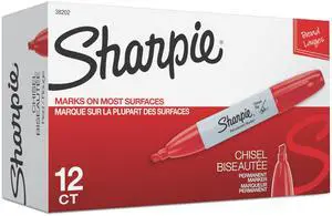 Permanent Markers, Chisel Tip, Red, 12 Count Permanent Markers, Chisel Tip, Red, 12 Count