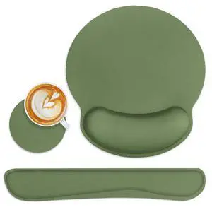 Green Ergonomic Mouse Pad Set with Wrist Rest Non-Slip Rubber Base Wrist Cushion Support and Coasters Mousepad with Wrist Support for Computer Keyboard and Desk Green Ergonomic Mouse Pad Set with Wrist Rest Non-Slip Rubber Base Wrist Cushion Support and Coasters Mousepad with Wrist Support for Computer Keyboard and Desk