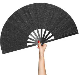 Large Rave Folding Hand Fan Popping Fan Clacking Fans for Line Dancing, Big clap Fans foldable Fan for Outdoor,Wedding,Party,Decoration (Black) Large Rave Folding Hand Fan Popping Fan Clacking Fans for Line Dancing, Big clap Fans foldable Fan for Outdoor,Wedding,Party,Decoration (Black)