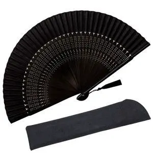 Hand Fan for Women Foldable - Folding Japanese Chinese Fan with Case - for Hot Flashes, Dance, Decoration, Fashion Accessories, Festival, Gift (Sexy Black) Hand Fan for Women Foldable - Folding Japanese Chinese Fan with Case - for Hot Flashes, Dance, Decoration, Fashion Accessories, Festival, Gift (Sexy Black)