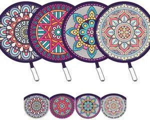 4 Pack Purple Mandala Pattern Folding Hand Fans, Compact Purse Fans for Women, Stowable Handheld Fan for Concert, Travel, Indoor & Outdoor Activities (Purple Mandala 4 Pack Purple Mandala Pattern Folding Hand Fans, Compact Purse Fans for Women, Stowable Handheld Fan for Concert, Travel, Indoor & Outdoor Activities (Purple Mandala