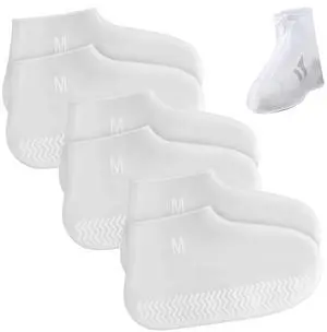 3 Pairs Waterproof Silicone Rain Shoe Covers, Non Slip Reusable Shoes Cover, Boot Protectors For Women(Clear, Medium) 3 Pairs Waterproof Silicone Rain Shoe Covers, Non Slip Reusable Shoes Cover, Boot Protectors For Women(Clear, Medium)