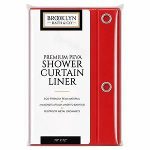 3 Guage PEVA Shower Curtain Liner 70"x72" with 3 Magnets at Bottom & 12 Metal Grommet Holes for Your Shower Hooks (RED) 3 Guage PEVA Shower Curtain Liner 70"x72" with 3 Magnets at Bottom & 12 Metal Grommet Holes for Your Shower Hooks (RED)