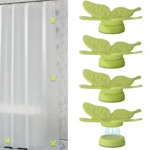 Magnetic Shower Curtain Clips for Liner, 4 Pairs Silicone Wrapped Adhesive Windproof Splash-Proof Butterfly Shower Curtain Holder for the Wall, Work for Drapery, Tablecloth (Green) Magnetic Shower Curtain Clips for Liner, 4 Pairs Silicone Wrapped Adhesive Windproof Splash-Proof Butterfly Shower Curtain Holder for the Wall, Work for Drapery, Tablecloth (Green)