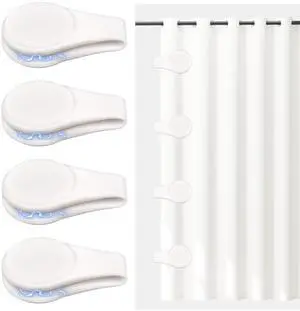 Magnetic Silicone Shower Curtain Clips for Liner Self-Adhesive Splash Guard, Strong Magnet Keep Curtain Closed to Wall, No-Drill Renter Friendly, Works for PEVA/Fabric/PVC 4 Pack White Magnetic Silicone Shower Curtain Clips for Liner Self-Adhesive Splash Guard, Strong Magnet Keep Curtain Closed to Wall, No-Drill Renter Friendly, Works for PEVA/Fabric/PVC 4 Pack White