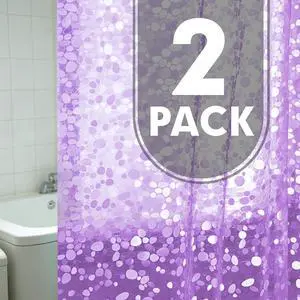 2 Pack | Purple 3D EVA Shower Curtain Liner, Pebble Pattern 72x72 Inch Lightweight Plastic Bathroom Shower Showroom Inner Curtain with Rustproof Metal Grommets and Weighted Magnets 2 Pack | Purple 3D EVA Shower Curtain Liner, Pebble Pattern 72x72 Inch Lightweight Plastic Bathroom Shower Showroom Inner Curtain with Rustproof Metal Grommets and Weighted Magnets