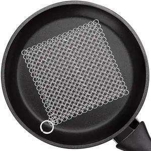 Cast Iron Cleaner, 6 Inch 316 Stainless Steel Skillet Cleaner, Cast Iron Scrubber with Hanging Ring, Chain Mail Scrubber for Griddle Skillet, BBQ Grills, Wok, Cast Iron Pan Cast Iron Cleaner, 6 Inch 316 Stainless Steel Skillet Cleaner, Cast Iron Scrubber with Hanging Ring, Chain Mail Scrubber for Griddle Skillet, BBQ Grills, Wok, Cast Iron Pan