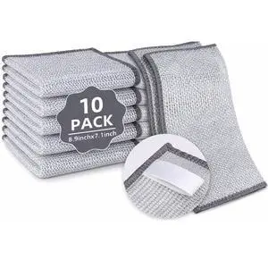 Silver Mesh Dish Cloths (3 Layer) Non Scratch, Odor Free, Quick Dry Wire Cleaning Pads for Sinks, Dishes, Stove Top | Multipurpose Reusable Metal Scrubbers | 10 Pack Silver Mesh Dish Cloths (3 Layer) Non Scratch, Odor Free, Quick Dry Wire Cleaning Pads for Sinks, Dishes, Stove Top | Multipurpose Reusable Metal Scrubbers | 10 Pack