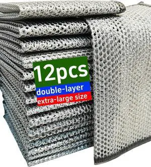 Extra-Large Size 12PCS Multipurpose Wire Dishwashing Rag,Non Scratch Wire Dishcloth, Reusable Steel Wool Scrubber,Non-Scratch&Quick-Drying&Odor-Resistant Multi-Purpose for Kitchen,Bathroom Cleaning Extra-Large Size 12PCS Multipurpose Wire Dishwashing Rag,Non Scratch Wire Dishcloth, Reusable Steel Wool Scrubber,Non-Scratch&Quick-Drying&Odor-Resistant Multi-Purpose for Kitchen,Bathroom Cleaning