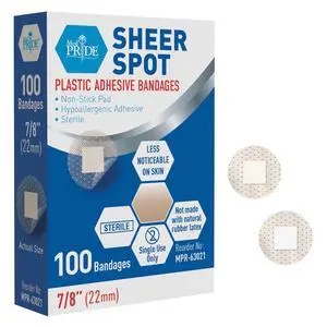 Sterile Round Clear Spot Bandages,Hypoallergenic,7/8 in,100-Count Sterile Round Clear Spot Bandages,Hypoallergenic,7/8 in,100-Count