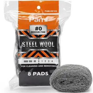 #0 Steel Wool Medium Fine Grade Scrubbers, Pack of 8, Reusable Non-Scratch Cleaning Pads for Kitchen and Bathroom #0 Steel Wool Medium Fine Grade Scrubbers, Pack of 8, Reusable Non-Scratch Cleaning Pads for Kitchen and Bathroom