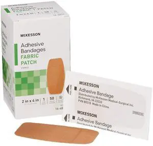 Adhesive Bandages, Sterile, Fabric, Tan, 2 x 4 in, 50 ct Adhesive Bandages, Sterile, Fabric, Tan, 2 x 4 in, 50 ct