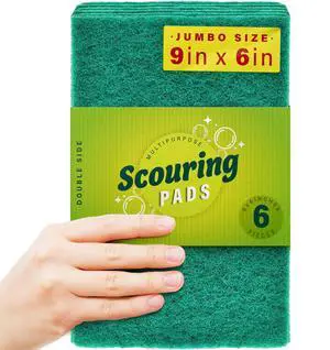 6 X-Large Scouring Pads 9" x 6" Extra Large Dish Pad for Heavy Duty Cleaning, 100% Bigger Than Standard Size (6 Pack) 6 X-Large Scouring Pads 9" x 6" Extra Large Dish Pad for Heavy Duty Cleaning, 100% Bigger Than Standard Size (6 Pack)