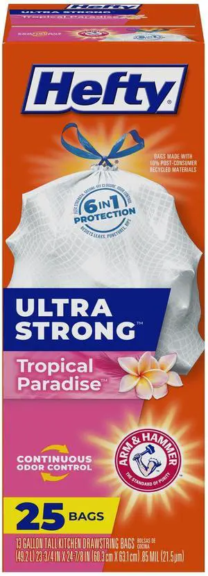 Ultra Strong Tall Kitchen Trash Bags, Tropical Paradise, 13 Gallon 25 Count (Pack of 1) Ultra Strong Tall Kitchen Trash Bags, Tropical Paradise, 13 Gallon 25 Count (Pack of 1)