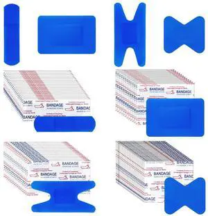 200 Pcs Waterproof Blue Bandaids, 4 Shapes Food Service Blue Detectable Adhesive Flexible Bandages with Quilt-Aid Pad, Breathable Bandaids for Catering Wound Care and Protection 200 Pcs Waterproof Blue Bandaids, 4 Shapes Food Service Blue Detectable Adhesive Flexible Bandages with Quilt-Aid Pad, Breathable Bandaids for Catering Wound Care and Protection