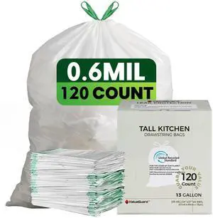 Large Trash Bag 13 Gallon Tall Drawstring 100% Post-Consumer Recycled Garbage Bag Waste Bag for Kitchen Office Large Trash Bag 13 Gallon Tall Drawstring 100% Post-Consumer Recycled Garbage Bag Waste Bag for Kitchen Office