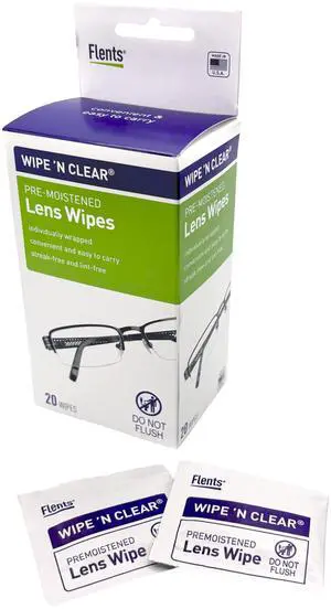Wipe 'N Clear Pre-Moistened Lens Wipes Assorted 20 Count, Made in The USA Wipe 'N Clear Pre-Moistened Lens Wipes Assorted 20 Count, Made in The USA
