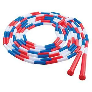 Classic Plastic Segmented Beaded Jump Ropes - Phys. Ed, Gym, Fitness and Recreational Use, 16'L, Red/White/Blue Classic Plastic Segmented Beaded Jump Ropes - Phys. Ed, Gym, Fitness and Recreational Use, 16'L, Red/White/Blue