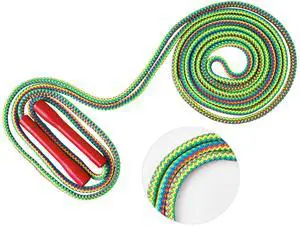 20FT LAON Korean Double Dutch Jump Rope, 20ft (6m) Long, Colorful Rainbow Braided Design Thick Rope with Non-Slip Handles, Skipping Rope for Adults,(Red, Green, Blue Handles) (Red) 20FT LAON Korean Double Dutch Jump Rope, 20ft (6m) Long, Colorful Rainbow Braided Design Thick Rope with Non-Slip Handles, Skipping Rope for Adults,(Red, Green, Blue Handles) (Red)