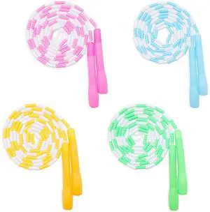 Beaded Jump Ropes Set of 4-9.2 ft Each, Multicolor, Ages 8-12 - PVC Beaded for Jump Rope Fitness & Cardio Workouts Beaded Jump Ropes Set of 4-9.2 ft Each, Multicolor, Ages 8-12 - PVC Beaded for Jump Rope Fitness & Cardio Workouts