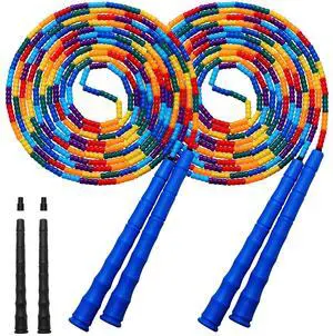 Double Dutch 16 FT 2 Pack Long Jump Rope, Plastic Segmented Beaded DIY Rope, Suitable for Children and Adults, Long Enough for 5-6 Jumpers (Blue) Double Dutch 16 FT 2 Pack Long Jump Rope, Plastic Segmented Beaded DIY Rope, Suitable for Children and Adults, Long Enough for 5-6 Jumpers (Blue)