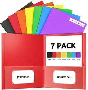7 Pack Folders with Pockets, 2-Pocket with 10 Labels, Colored File Folders 7 Pack Folders with Pockets, 2-Pocket with 10 Labels, Colored File Folders