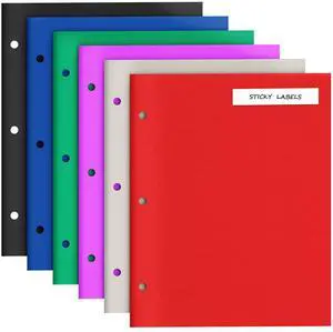 2 Pocket Folders with 3 Hole Punch, 6 Pack, Fit 3 Ring Binder, 10 Labels 2 Pocket Folders with 3 Hole Punch, 6 Pack, Fit 3 Ring Binder, 10 Labels